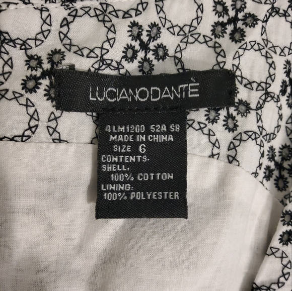 Luciano Dante Black/White Eyelet Embroidery Sleeveless Sheath Dress Size 6 - Picture 9 of 10